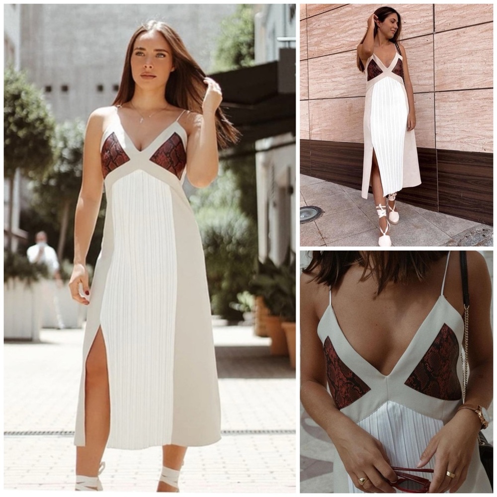 ZARA ~ Pleated Slip Dress Snake Print Detail